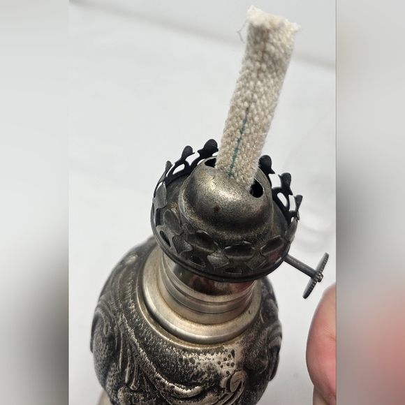 Restoration Hardware Frances Le Mont Pewter Oil Lamp Glass Chimney 12.5" - Picture 13 of 16